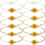 20 Pcs Handmade Sunflower Bracelets Adjustable Friendship Bracelet Friend Boho Couple Bracelets Matching Bracelets Promise Bracelets for Couples Women Girl Friends, Medium, rope and wax coated