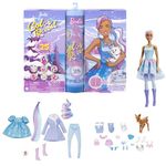 Barbie Color Reveal Advent Calendar, 1 Color Reveal Doll & 3 Pets, Clothes, Accessories & 2 Hair Extensions, 25 Surprises, Holiday Gifts for Kids, HJD60