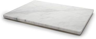 KC KULLICRAFT Home Basics Multi-Purpose Pastry Marble Tray Cutting Board Slab with Non-Slip Feet for Stability & Scratch Protection for Countertop. Easy to Clean, Trivet, White (8x12)