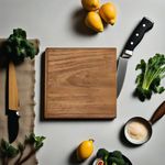 HOZCRAFT Single Piece Heavy Duty Square Wooden Chopping Board - Ideal for Meat, Cheese, Bread, Vegetables & Fruits - Large Size 8.5” x 8.5”, 20-22 MM Thick - Babool Wood - CHB003