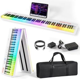 Foldable 88-Key Piano Keyboard with Colorful Lighted Keys Keyboard Piano