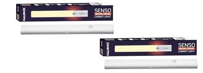 Halonix Senso Motion Sensor Cabinet Light | Rechargeable Cabinet Light with Motion Sensor | Dimmable Function | Color- Warm White | Type-C Charging | Pack of 2