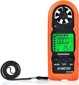 BTMETER Anemometer Handheld Wind Speed Meter, BT-816B Mini Digital Air Flow Meter with LCD Backlight/Wind Chill & Temp, Max/Avg/Current Mode to Measure Air Flow Velocity for Sailing Drone Golf HVAC