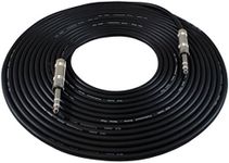 GLS Audio 25ft Patch Cable Cord - 1/4" TRS to 1/4" TRS Black Cable - 25' Balanced Snake Cord