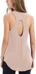 ICTIVE Yoga Tops for Women Loose fit Workout Tank Tops for Women Backless Sleeveless Keyhole Open Back Muscle Tank, Apricot, Small