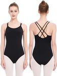 Kefiyis Women's Camisole Leotard for Dance Ballet Gymnastics Black High Stretch Bodysuit Leotards Dancewear Black M