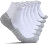 Begrily Cotton Socks for Men Low Cut, Max Cushion Thick Athletic Ankle Mens Sock for Hiking Running Sport Work 6 Pack Color White Size 6-12