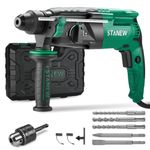 STANEW 950W Corded Hammer Drill, SDS-Plus, 0-1150 RPM/5100 BPM Rotary Hammer with 4 Functions and Safety Clutch, 360° Rotating Handle, Variable Speed, for Concrete, Steel, Wood