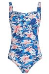 Aidotop Womens One Piece Swimsuit Tummy Control Swimwear with Retro Ruched Monokini Bathing Suits（4Blue Lily,XL）