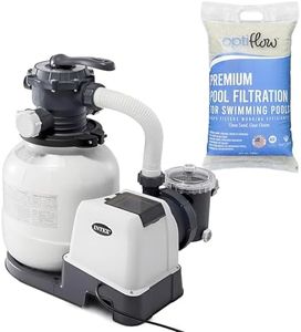 Intex 26645EG Krystal Clear 2100 GPH Sand Filter Pump for Above Ground Pools Bundled with OptiFlow Premium Pure Silica Filter Sand, 50 lb Bag