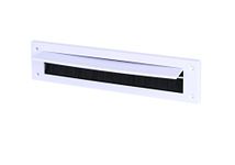 Internal Letter Box Draught Excluder Cover With Brushes & Flap - White PVC