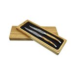 Laguiole en Aubrac Luxury Fully Forged Full Tang Stainless Steel Steak Knives 2-Piece Set with Olivewood Handle, Stainless Steel Matte Bolsters