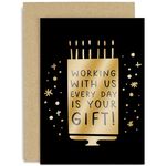 Old English Co. Funny Birthday Cards for Boss - Work Bestie Birthday Gift from Team - Funny Birthday Card for Colleague Coworker - 'Working with us' | Blank Inside