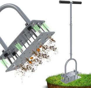 RIFPOD Lawn Aerator - Aerator Lawn Tool, Automatic Dirt and Leaf Clean Design, Heavy Duty Manual Lawn Aerator Tool with 15 Iron Spikes, Height Adjustable, Yard Grass Aerator for Lawn (Grey)