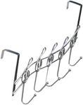 Southern Homewares Music Note Treble Clef Shape Over The Door Metal Rack, 5 Hanger Hooks Chrome Plated