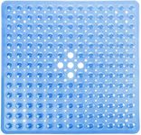 Yimobra Shower Mat for Bathtub, 21 x 21 Inches Bath Tub Square Mats, Non-Slip with Drain Holes, Suction Cups, BPA, Latex, Phthalate Free, Machine Washable, Clear Blue