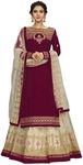 TRENDMALLS Women's Georgette Embroidery Kurta Lehenga Suit Set Stitched (UKTM.G79-Maroon-XXL)