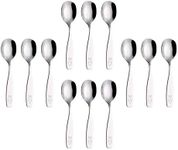 ANNOVA Kids Silverware Children's Safe Flatware Set Stainless Steel - 12 x Children Dinner Spoons, Toddler Utensils, Metal Cutlery Set for LunchBox (Engraved Dog Bunny) (Stainless Steel, 12 Spoons)