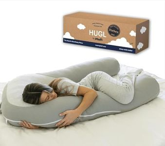 Plufl Hugl Standard Size Cooling Body Pillow for Adults U Shaped Maternity Pillow Great for Side Sleepers & Pregnant Women | Washable Cover | Grey