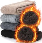 Mens Merino Wool Socks Thermal Winter Super Thick Warm Heavy Crew Work Comfy Gifts Socks for Cold Weather Stocking Stuffers for Men(Assorted)