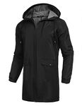 COOFANDY Men's Waterproof Rain Jacket with Hood Lightweight Windproof Outdoor Active Long Raincoat#