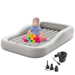 QPAU Inflatable Toddler Travel Bed, Portable Kids Air Mattress, Separate Mattress Design, Nice for Home, Grandma's, Camping, and Vacation (Light Gray)
