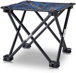 Mini Portable Folding Stool, Mini Camp Stool, Outdoor Folding Chair for BBQ,Camping,Fishing,Travel,Hiking,Garden,Beach,Oxford Cloth Seat with Carry Bag(Camouflage) (Blue)