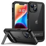 Lanhiem for iPhone 14 Case with Kickstand, IP68 Waterproof Dustproof Built-in Screen Protector, Full Body Shockproof Protective Front and Back Cover for iPhone 14, 6.1 Inch (Black)