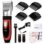 Quiet Hair Clippers Cordless Super Quiet Cordless Battery Electric Hair Cutting Machine Rechargeable Hair Clipper Trimmer Quiet Hair Trimmer Clippers for Men Haircut (RED)