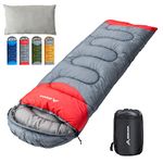 BISINNA Sleeping Bag with Pillow - 4 Season Lightweight Waterproof Warm Sleeping Bag with a compression sack for Adults, Women, Men's Outdoors Camping, Hiking, Backpacking (4 Season/Grey/Left)