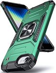 DASFOND Designed for iPhone SE 2022/SE 2020 Case iPhone 8/7/6/6s, Military Grade Shockproof Protective Phone Case Cover with Enhanced Metal Ring Kickstand [Support Magnet Mount], Dark Green