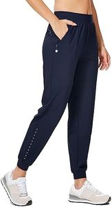 WILLIT Women's Athletic Joggers Pants Running Workout Quick Dry Pants Lightweight with Zipper Pockets Navy Blue L