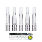 WOLFTEETH Genuine 5 X Electronic Shisha Pipe GS H2S Dual Coil Clearomizer Ego T E Cigarette Vapor Atomizer Atomiser | 1.5ML | Replaceable Core | Transparent/Nicotine Free 111101