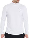 SSLR-Mens-Thermal-Shirts-Turtleneck Long Sleeve Tee Shirts Fleece Lined Winter Slim Fitted Mock Neck Base Layer (XX-Large, White)