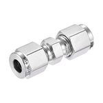 sourcing map Compression Tube Fitting 1/4" Tube OD x 1/4" Tube OD Straight Coupling Adapter 316 Stainless Steel