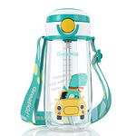 Kids Water Drinking Bottle (500ml), Water Bottle with Straw,BPA Free, Auto Push Button,Carry Loop Lightweight, Leak-Proof,Childs water bottle,Kid School Girls Boys Sports Bottles-Green