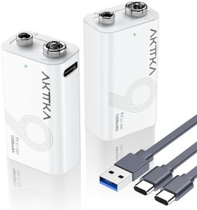 AKTTKA Rechargeable 9V Lithium Batteries 2-Pack(1350mAh)
