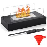 Idyfodol Tabletop Fire Pit for Indoor Outdoor - Portable Rectangular Tabletop Fireplace with Complementory Red Funel for Garden Balcony Living Room Dining Table