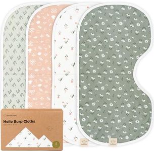 KeaBabies 4-Pack Baby Burp Cloths Baby Girl, Boy - Organic Cotton Burp Cloth, Extra Large, Absorbent, Soft Burping Cloths & Bibs Set for Babies, Newborn Burp Clothes, Thick Burp Rags (Fleur)