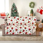 H.VERSAILTEX Sofa Slipcover Christmas Sofa Cover Seat Width Up to 66" Water Resistant Couch Cover with Elastic Strap Reversible Furniture Protector for Pets(Sofa, Red Poinsettia/Beige)