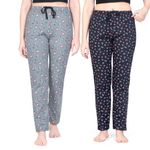 Real Basics Women's Cotton Printed Pyjama Pack of 2(RB-W-PJ-S-P2-CoffeeCherryMulticolorS)