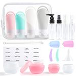 DOLOLO 20 Pack Travel Bottles for Toiletries, Leak Proof Silicone Travel Accessories, Squeezable Travel Size Containers and Shampoo Conditioner Bottles with Toiletry Bag (BPA Free)