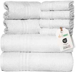 nice homeit - Lot de 8 Serviettes de Bain 100% Coton - Ultra Douces et Très Absorbantes, Qualité Supérieure : 2 Draps de Bain, 2 Serviettes de Toilette, 4 Essuie-Mains pour Salle de Bain(Blanc)