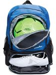 Athletico Youth Soccer Bag - Soccer Backpack & Bags for Basketball, Volleyball & Football | for Kids, Youth, Boys, Girls | Includes Separate Cleat and Ball Compartments (Blue)