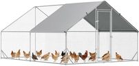 PawHut Large Chicken Coop Metal Chicken Run with Waterproof and Anti-UV Cover, Spire Shaped Walk in Fence Cage Hen House for Outdoor and Yard Farm Use, 1" Tube Diameter, 9.8' x 13.1' x 6.6'