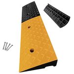 mopam Rubber Curb Ramp 4'' Driveway Ramp 1 Pack Heavy Duty Car Ramp w/4 Expansion Screws Loading Rubber Ramp for Cars Forklifts Trucks Motorcycle Wheelchairs Loading Dock 39''(L) X9.8''(W) X4''(H)