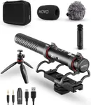 Movo X1 Supercardioid Shotgun Microphone - 3.5mm/XLR/USB-C Camera Mic for DSLR, Smartphones, and Computers - Professional On-Camera Microphone with Advanced Audio Controls, Tripod, and Accessories