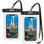 CNMTCCO Waterproof Phone Pouch, 2 Pack IPX8 Universal Swimming Underwater Waterproof Phone Case with Lanyard for iPhone 14 13 12 11 Pro Max Xs Max XR XS X Samsung S20 S21 S22, Up to 7 Inch (White)