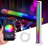 Hsenli RGB LED Light Bar,Party/Disco/Gaming Light,USB Rechargeable Music Rhythm Sound Control Ambient Light,Led Strip Lights for Car TV Gaming Bedroom Desktop 1 Pack (White)