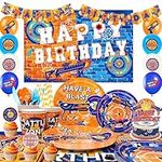 Dart Party Supplies, 170pcs/16 Person Dart War Party Decorations & Tableware Set - Gun Theme Plates Cups Tablecloth & Dart Party Banner Backdrop etc Dart War Themed Party Supplies for Kids